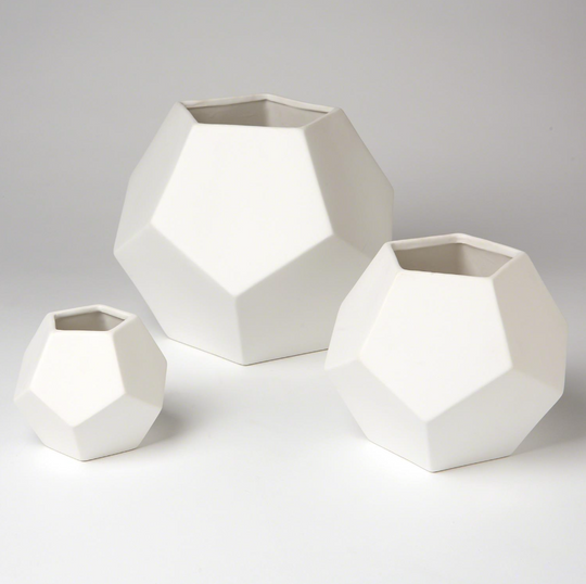 Faceted Vases -Matte White - Skye Flowers Design