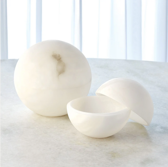 Alabaster Sphere Boxes -White - Skye Flowers Design