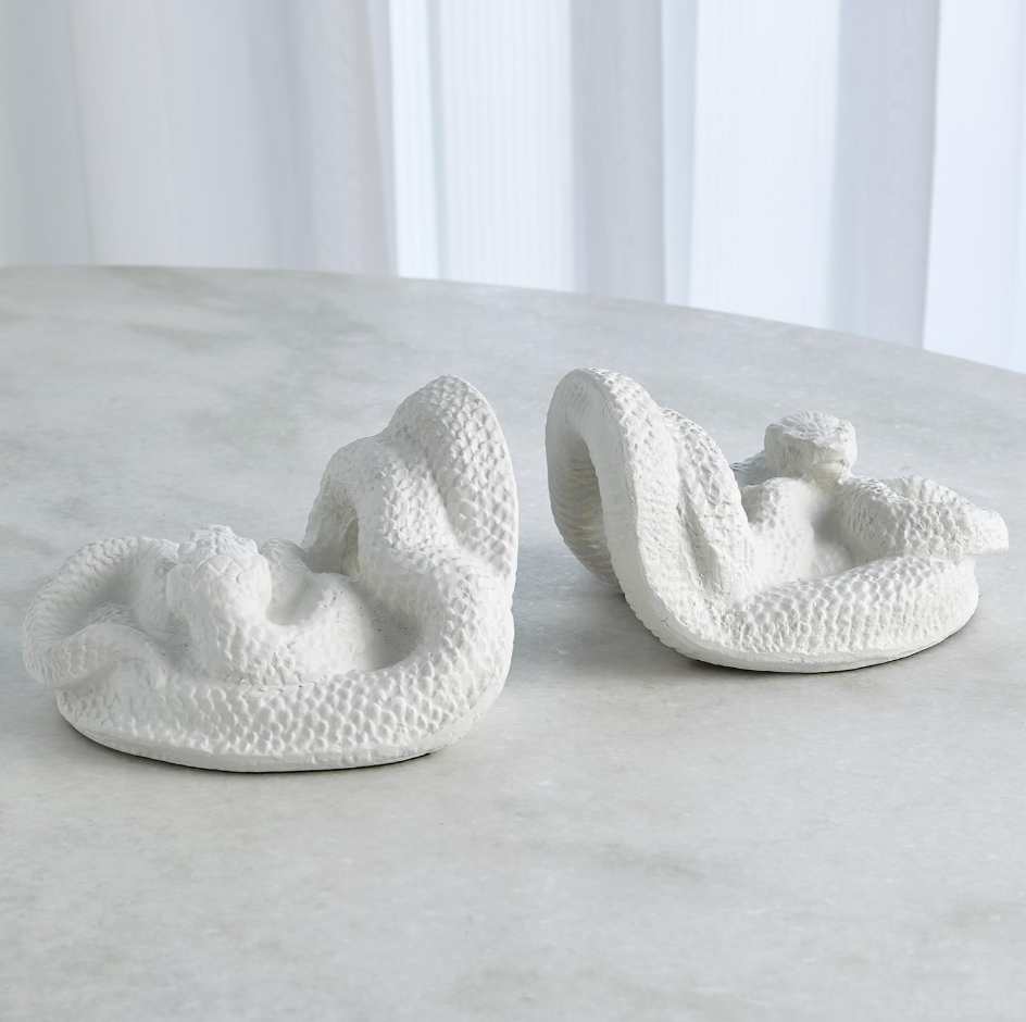 SNAKE BOOKENDS-MATTE WHITE - Skye Flowers Design