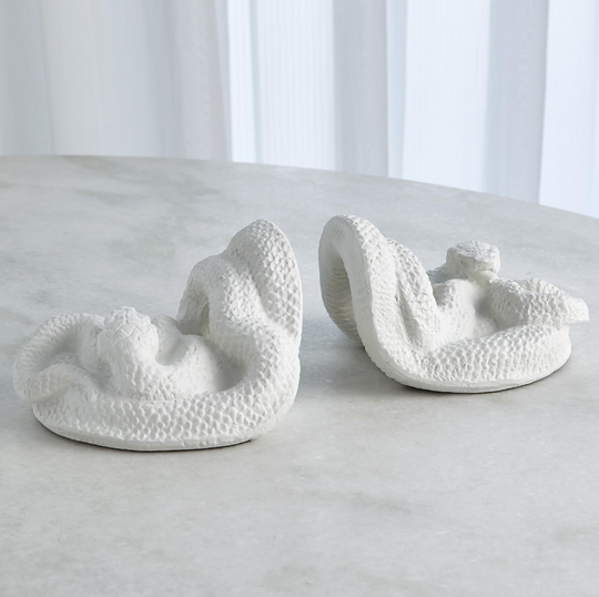SNAKE BOOKENDS-MATTE WHITE - Skye Flowers Design