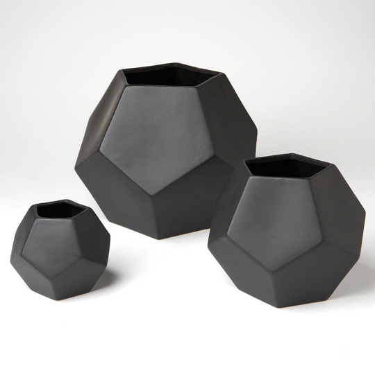 Faceted Vases- Matte Black - Skye Flowers Design
