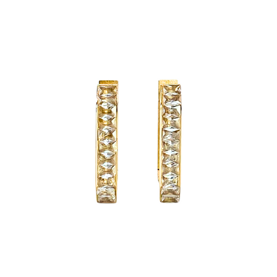 diamond and gold square hoop earrings