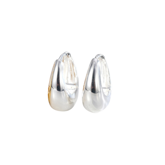 silver thick hoop earrings