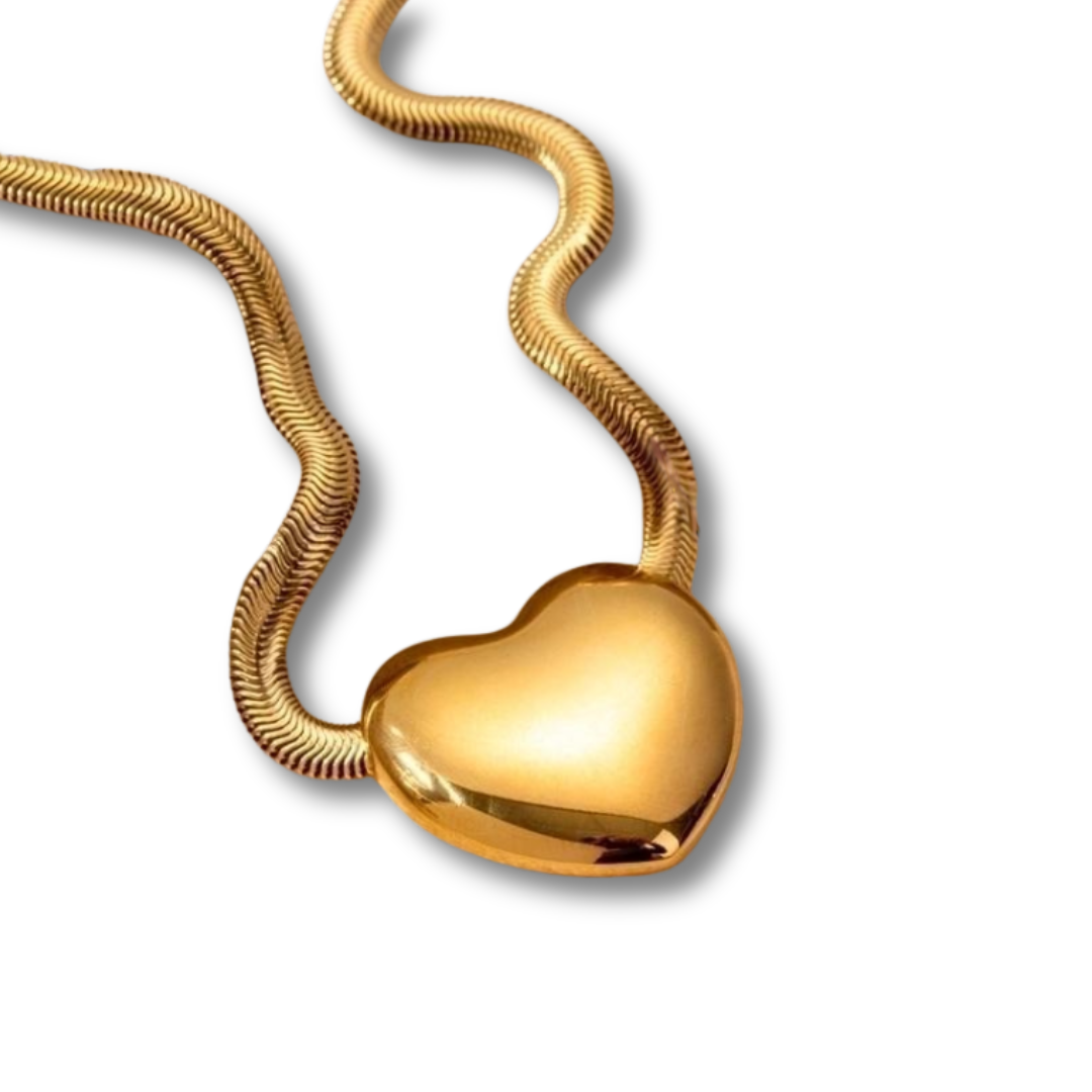 Gold snake necklace with gold detail