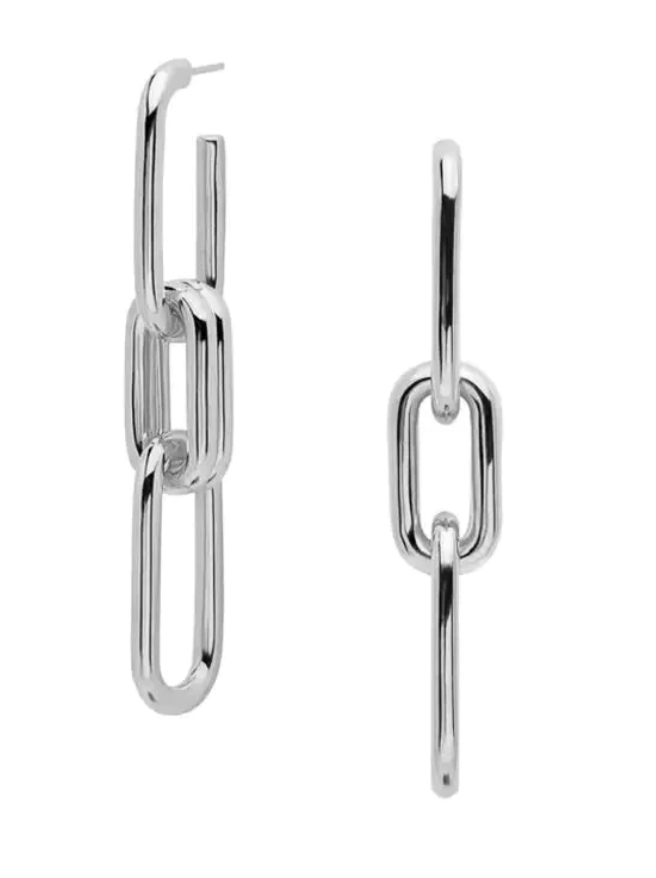 silver chain link drop earrings