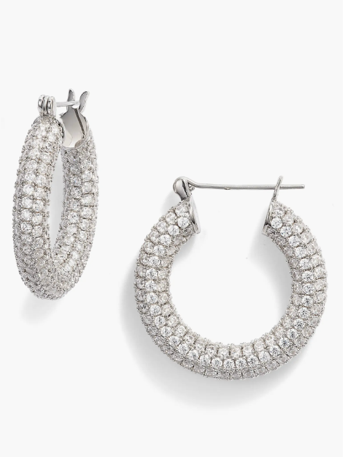 silver and crystal hoop earrings 