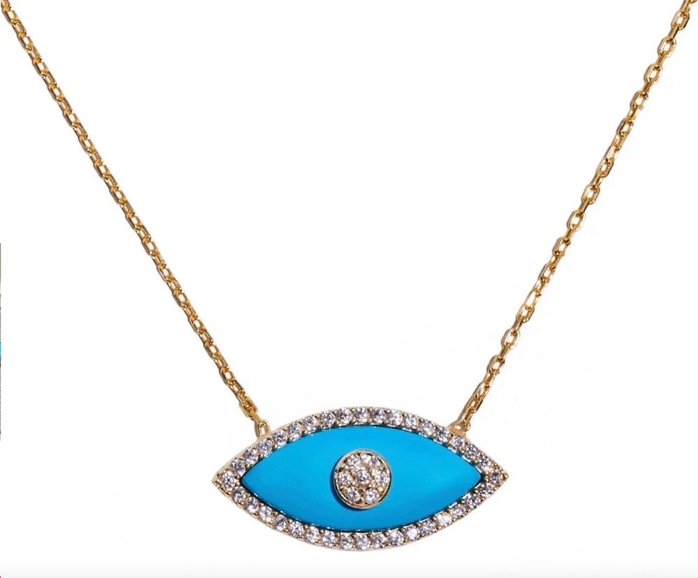 blue Enamel Evil Eye Necklace