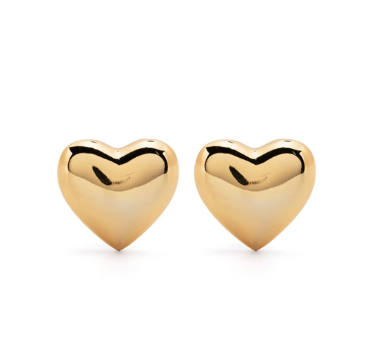 gold Big Heart Earrings
