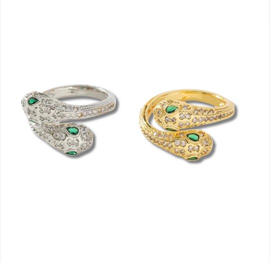 Gold and silver snake ring