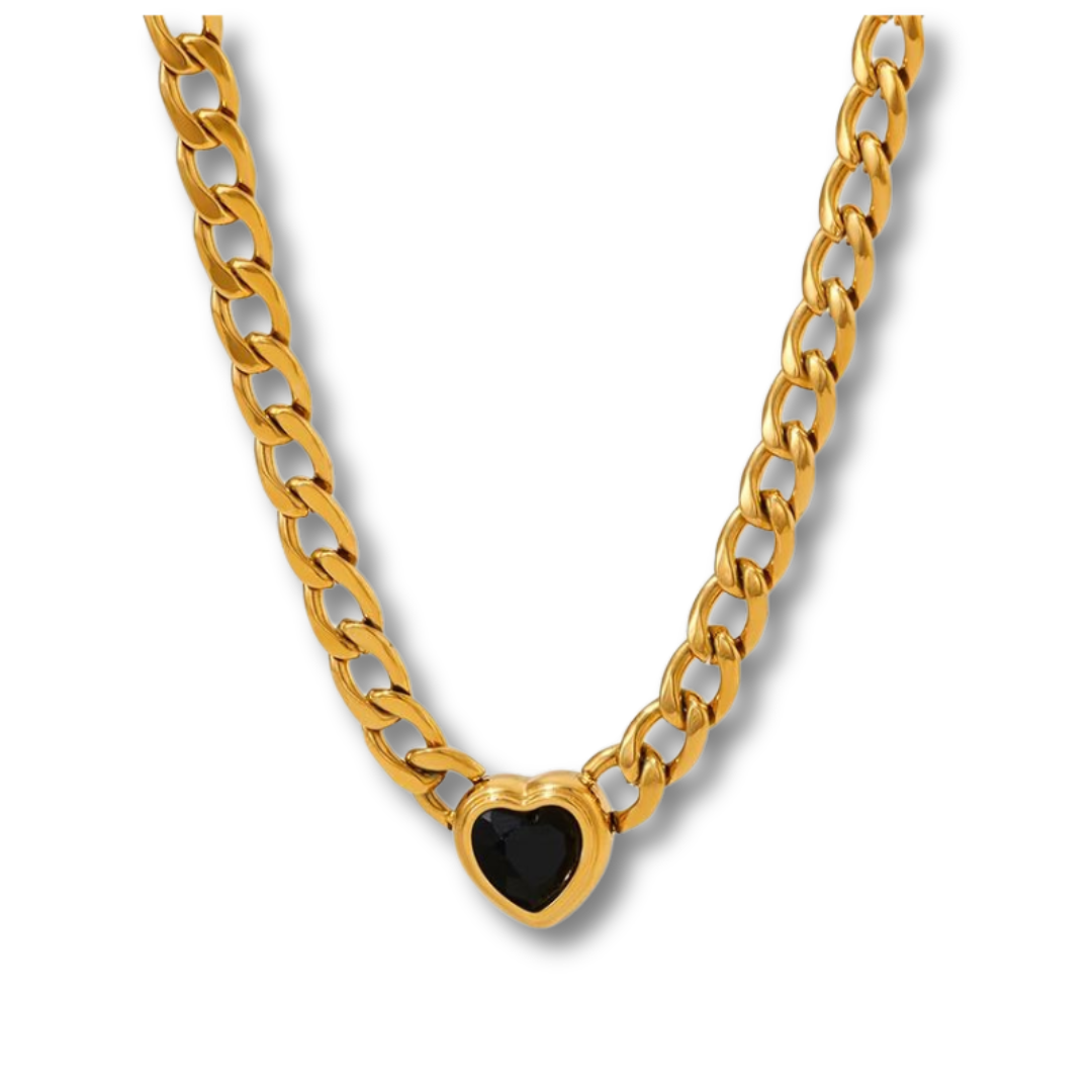 gold Solitaire heart chain necklace