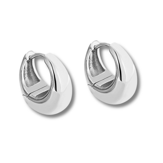 Chunky silver hoop earrings