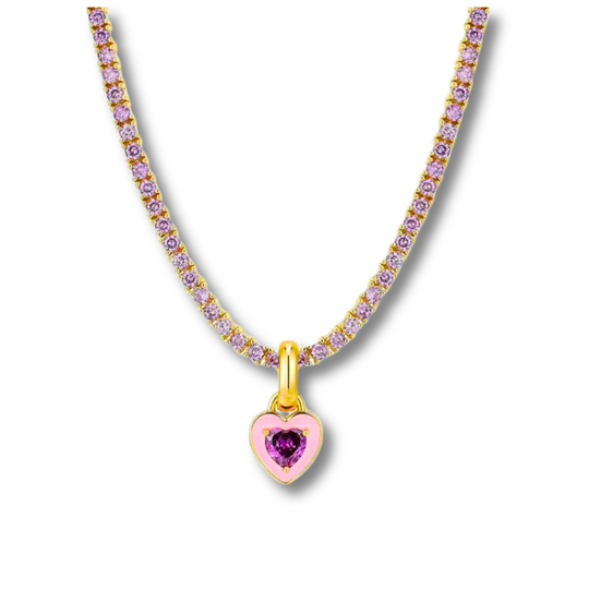 purple enamel heart necklace
