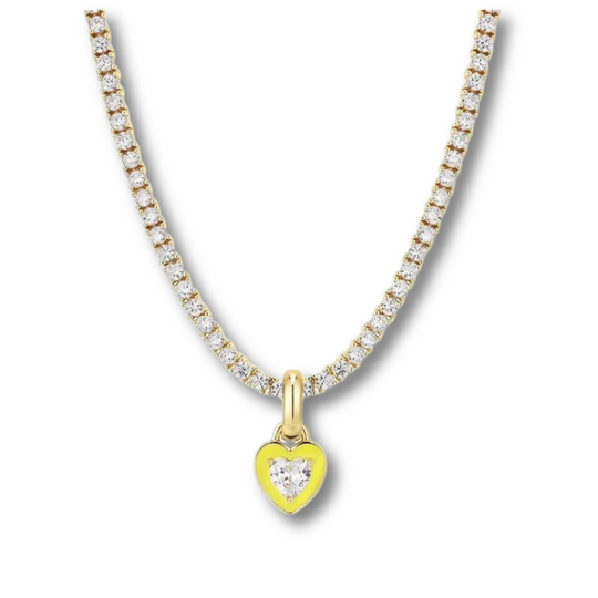 yellow enamel heart necklace
