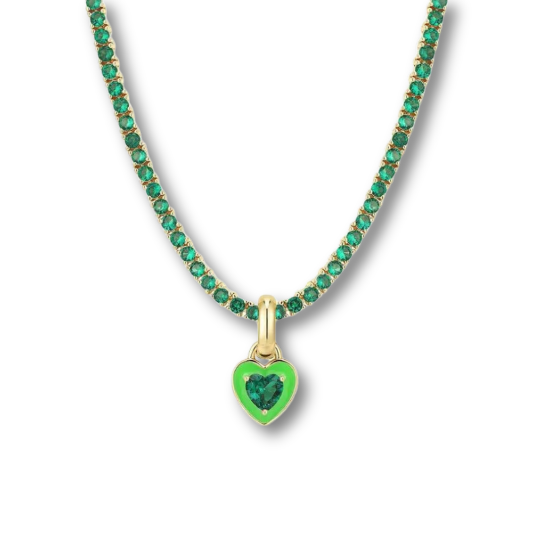 green enamel heart necklace