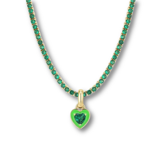 green enamel heart necklace