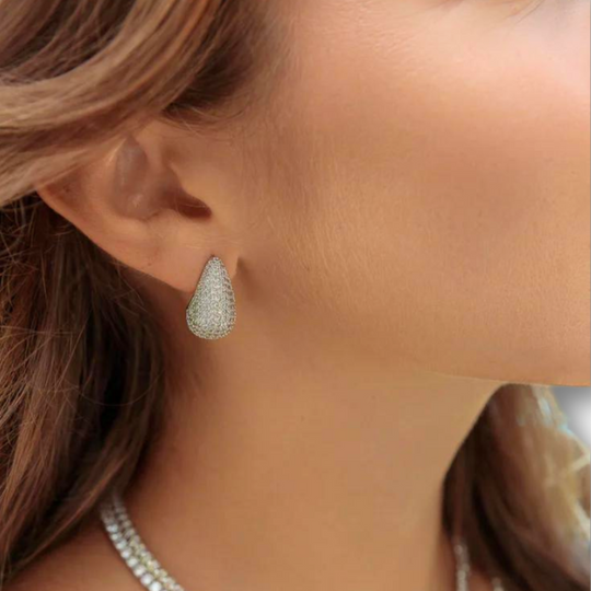 Pave Diamond Tear Drop Earring - Skye Flowers Design