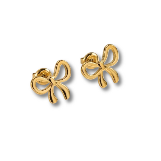 gold thick bow shaped earrings