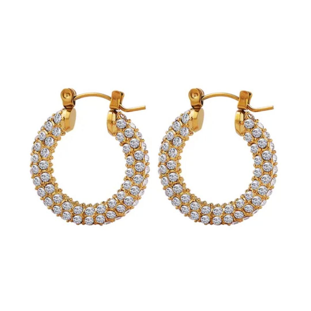 gold and crystal hoop earrings 