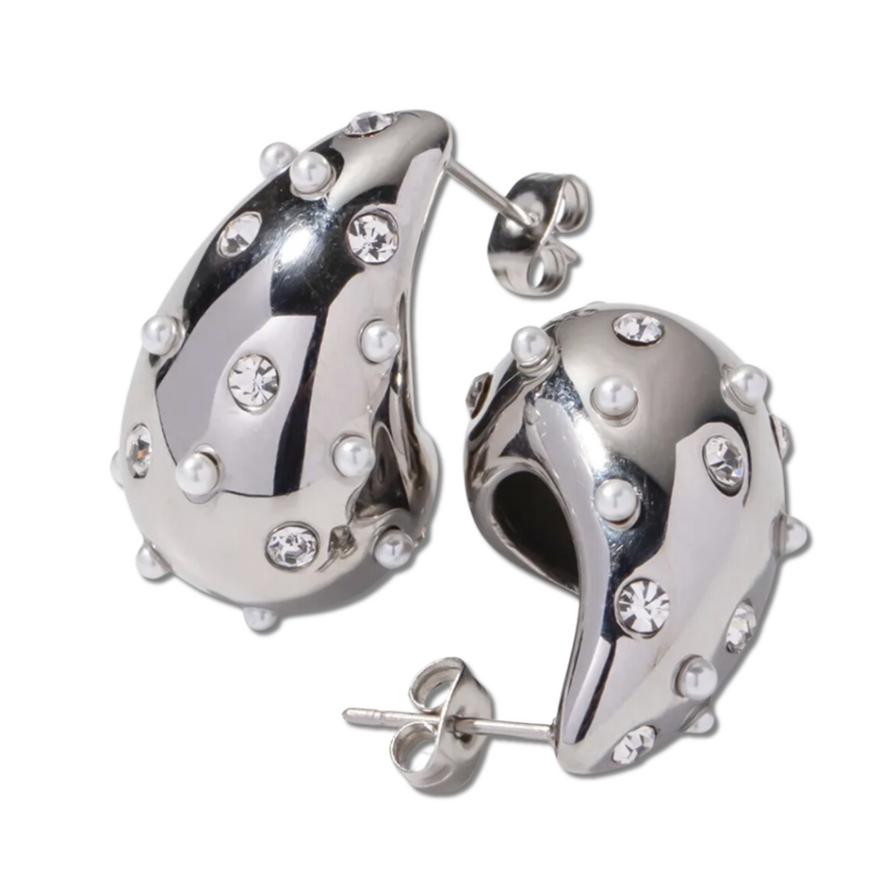 silver and crystal tear drop earrings 