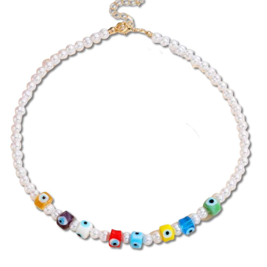 multi colour evil eye necklace