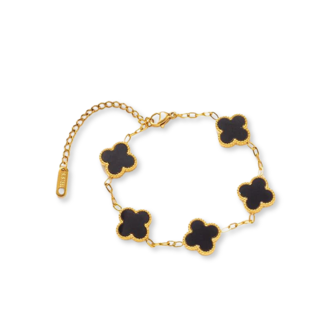 gold clover bracelet with black detailing