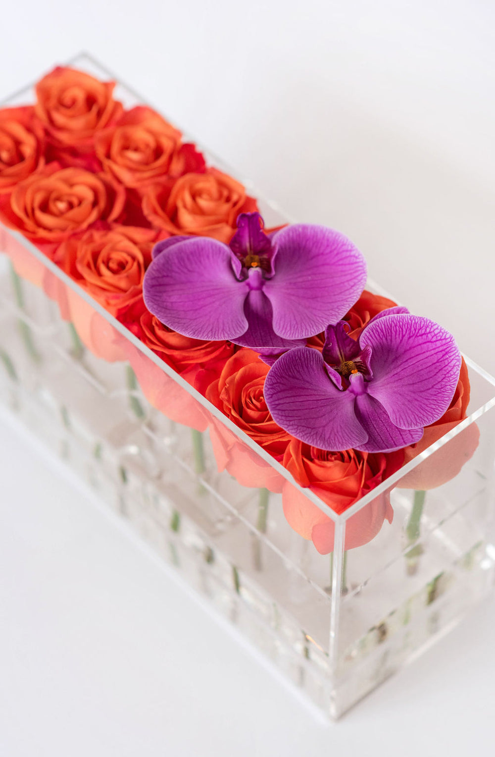 Rectangle Fresh Rose Box - Orange Crush