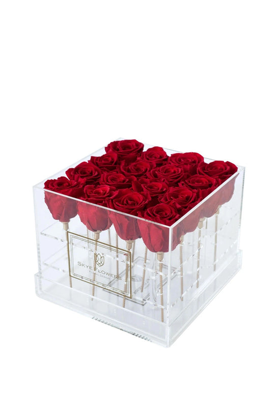 Square Forever Rose Box - Romantic Red