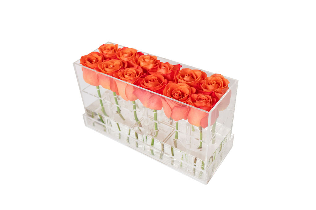 Rectangle Fresh Rose Box - Orange Crush