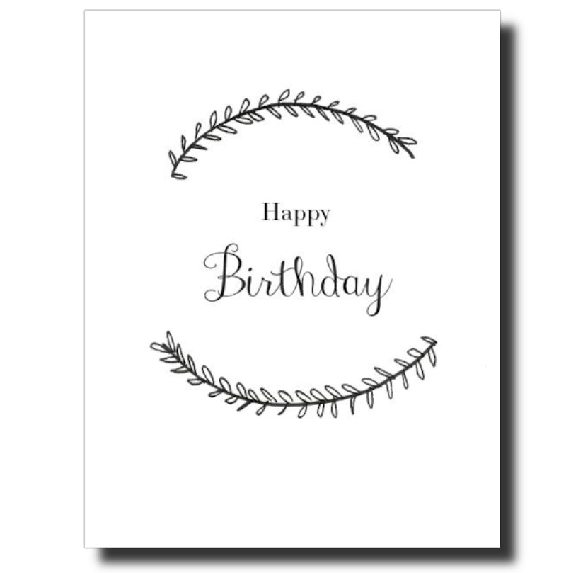 Birthday card with wreath art