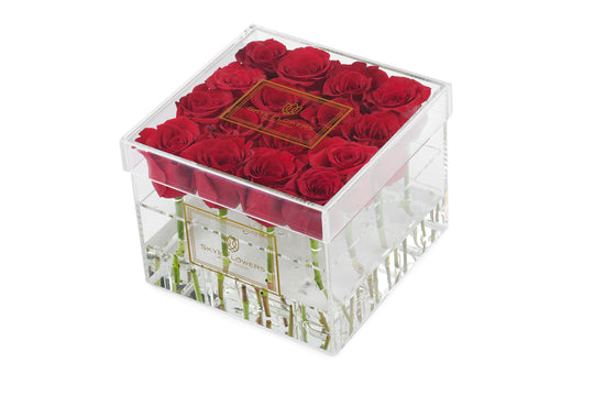 Square Fresh Rose Box - Romantic Red