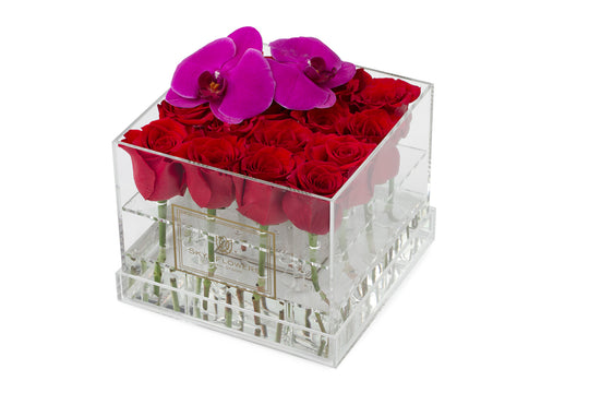 Square Fresh Rose Box - Romantic Red