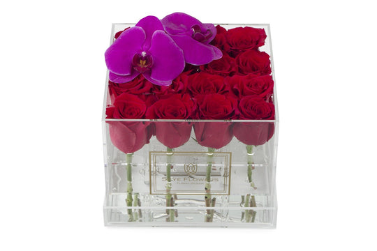 Square Fresh Rose Box - Romantic Red