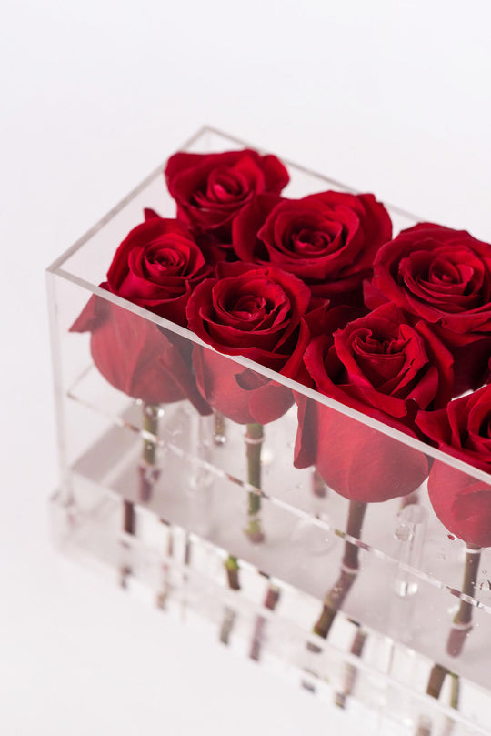 Rectangle Fresh Rose Box - Romantic Red