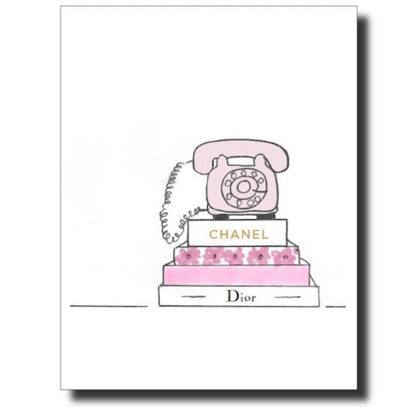 retro phone and designers greeting card