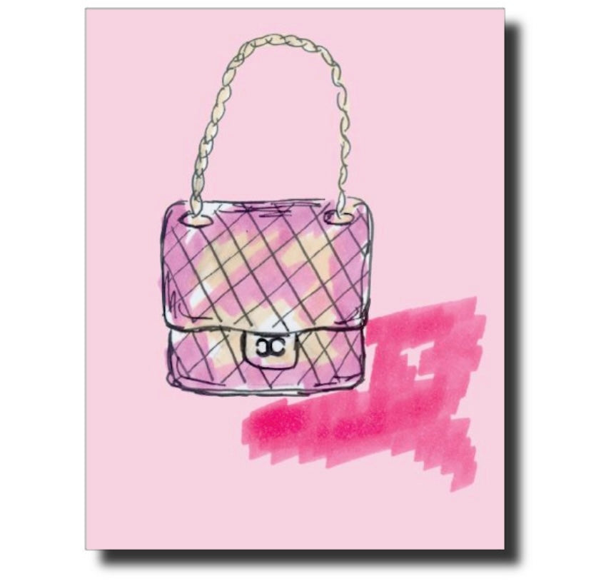 pink chanel purse card