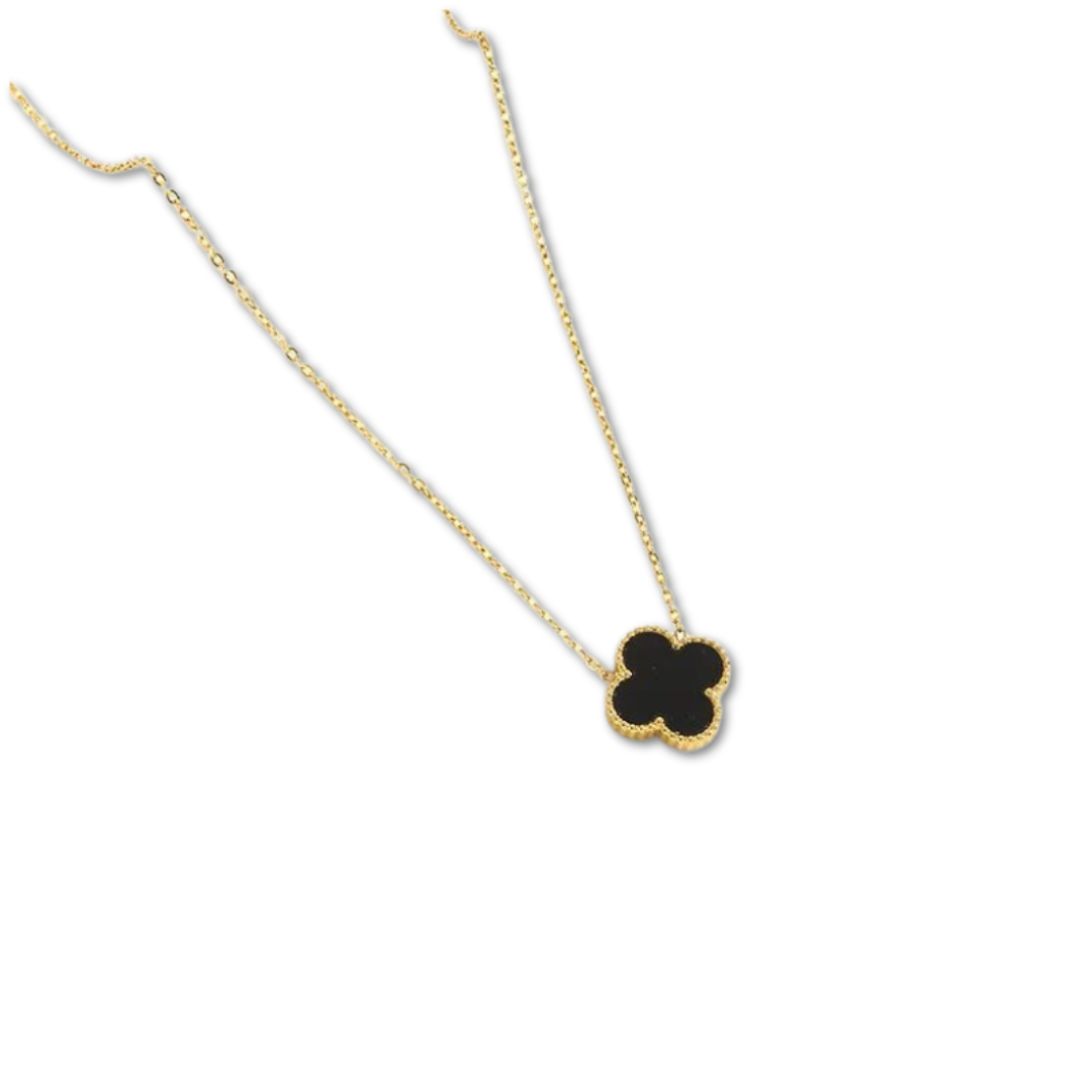 Gold Clover Necklace, with black face