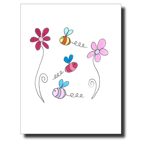 flowers and bees card
