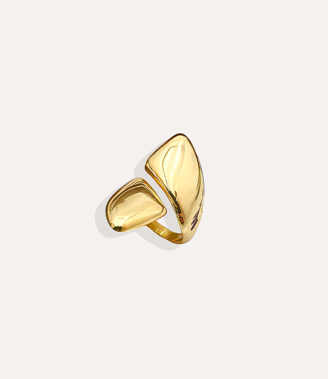 Big Hug Ring in 14k gold plated stainless steel, featuring a thick, fluid wrap-style design isolated on a white background.