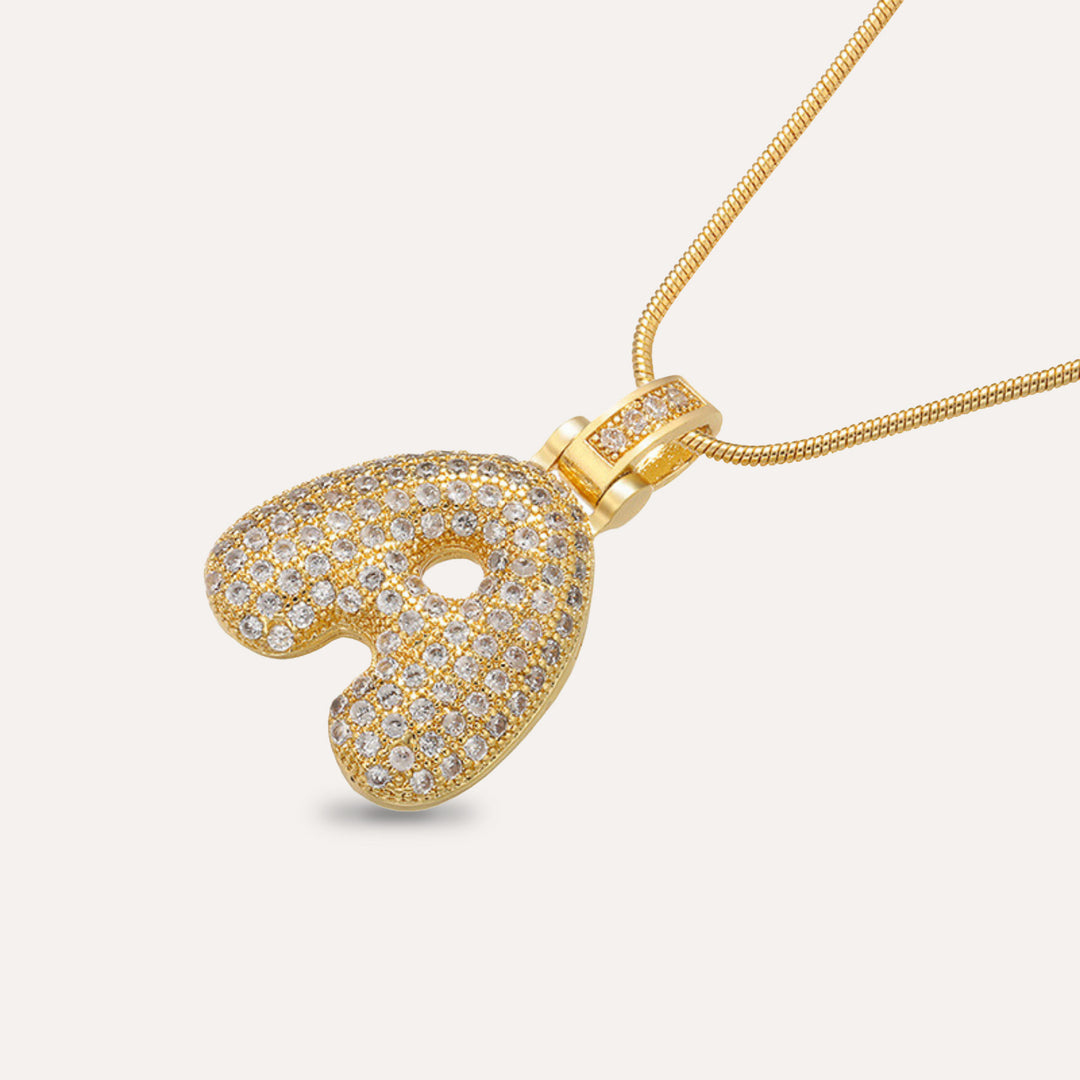 14K gold plated necklace with bubble letter charm