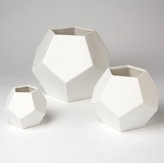 Faceted Vases -Matte White