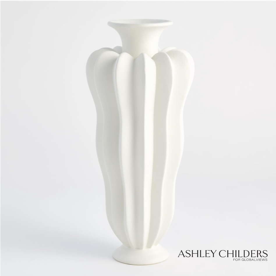 Spicchi Line Vase-Matte White