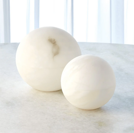 Alabaster Sphere Boxes -White