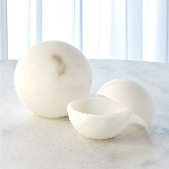 Alabaster Sphere Boxes -White