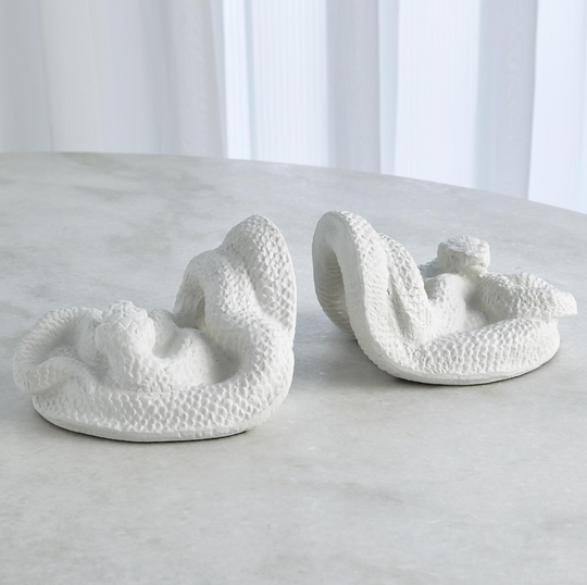 SNAKE BOOKENDS-MATTE WHITE