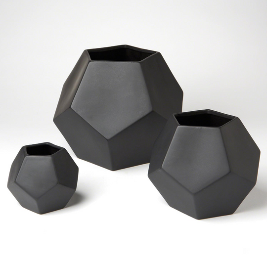 Faceted Vases- Matte Black