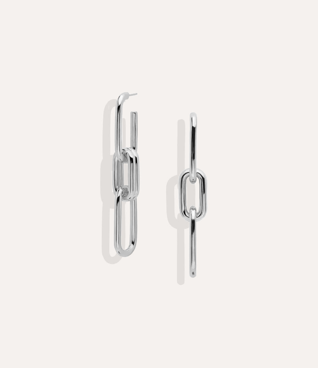Product shot of the Chain Link Drop Earrings in silver colour showing the cool metallic tone and lightweight construction on a white background.