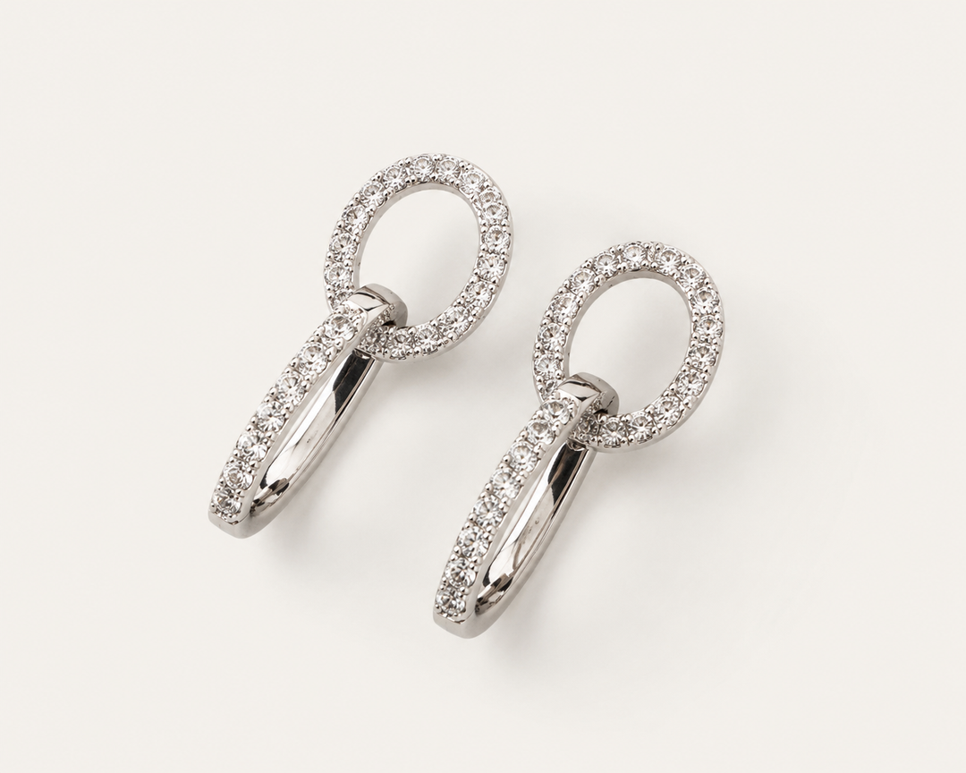 Diamond Circle Link Earrings