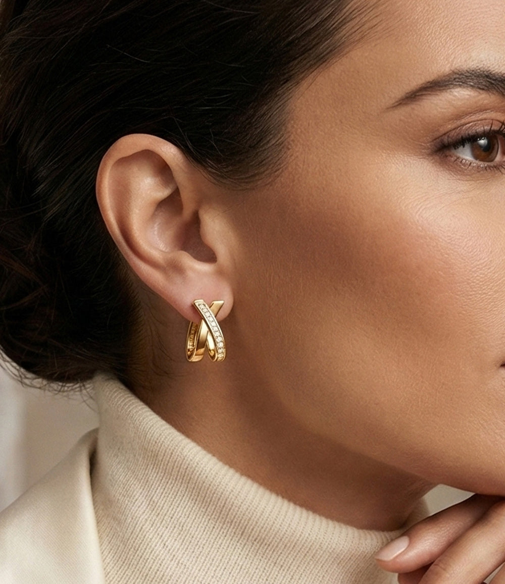 Criss Cross Diamond Earring