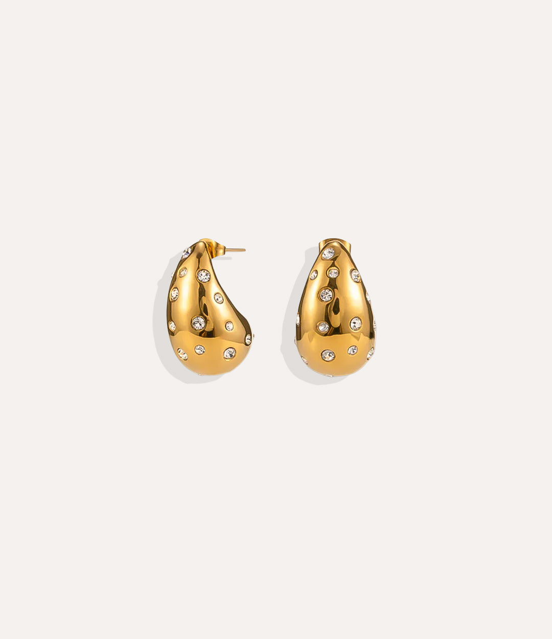Product shot of the Diamond Teardrop Stud in 14k gold plating displaying the warm metallic setting on a white background.