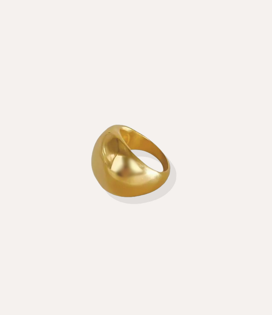 Dome Ring in 18k gold plated finish, featuring a voluminous, puffy statement design isolated on a white background.